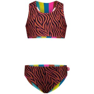 Meisjes reversibel bikini sportief - Caramel zebra