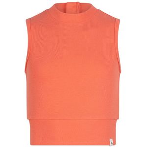 Meisjes crop top rib - Helder koraal