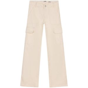 Meisjes jeans broek Cargo wide fit - Lily wit