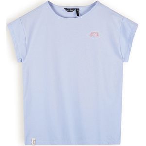 Meisjes t-shirt met knoop - Kasis - Satijn blauw