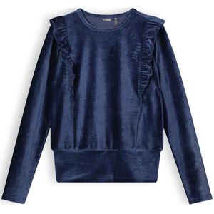 Meisjes shirt velours jersey rib - Kex - Navy blauw