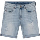 Jongens jeans short Andy damaged repaired - Licht denim