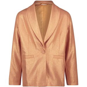 Meisjes blazer jasje metallic crepe - Brique