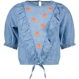 Meisjes jeans top met knoop - Lt denim