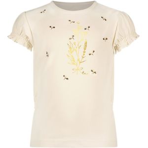 Meisjes t-shirt bloemen en bijtjes - Nomsa - Pearled ivoor wit