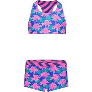 Meisjes reversibel bikini - Wave roze kobalt