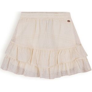 Meisjes broek/broek chiffon embroidery - Naia - Pearled ivoor wit