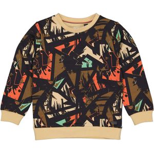 Jongens sweater - Aleks - AOP grafisch metaal grijs
