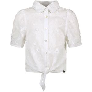 Meisjes blouse met knoop - Off wit
