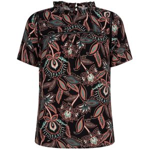 Meisjes shirt bloemen - Zwart