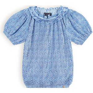 Meisjes blouse AOP plisse - Kessa - Parisian blauw