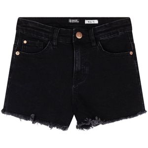 Meisjes jeans short high waist - Zwart denim