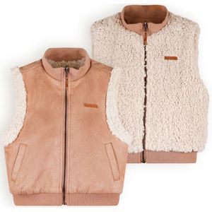 Meisjes reversibel furry spencer met rits - Kenna - Taupe