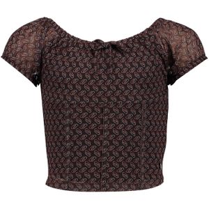 Meisjes blouse - Hilde - Print madarin/chocolade
