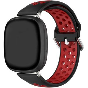 Strap-it Fitbit Versa 4 sport bandje (zwart/rood)