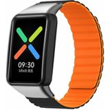 Strap-it Oppo Watch Free silicone link bandje (oranje/zwart)