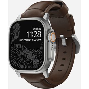 Nomad - Traditional Band - Bruin/Zilver - Leder - Voor Apple Watch Series 1 t/m 10 / SE / Ultra
