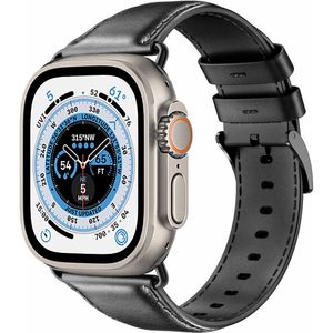 Strap-it Apple Watch Ultra leren band (zwart)