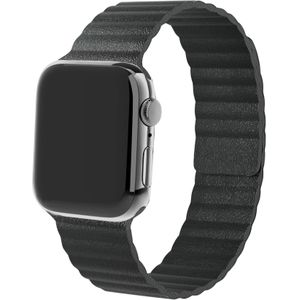 Strap-it Apple Watch 8 leren loop bandje (zwart)