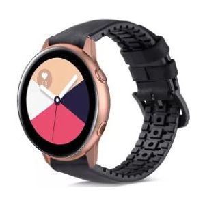 Strap-it Samsung Galaxy Watch Active siliconen / leren bandje  (zwart)