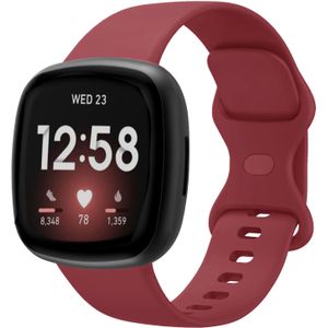 Strap-it Fitbit Versa 4 siliconen classic bandje (wijnrood)