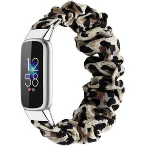 Strap-it Fitbit Luxe scrunchie bandje (leopard)