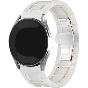 Strap-it Samsung Galaxy Watch 42mm keramiek stalen band (wit/goud)
