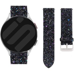 Strap-it Samsung Galaxy Watch 6 Classic 47mm leren glitter bandje (zwart)