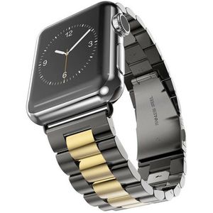 Strap-it Apple Watch Ultra stalen band (zwart/goud)