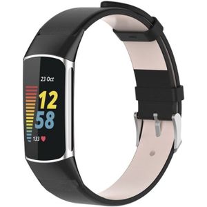 Strap-it Fitbit Charge 5 leren bandje (zwart)