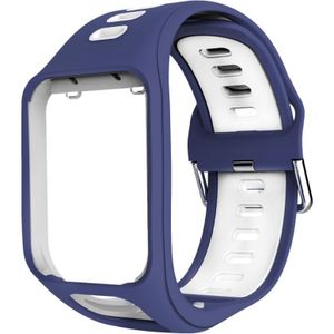 Strap-it TomTom Runner 3 sport gesp bandje (blauw/wit)