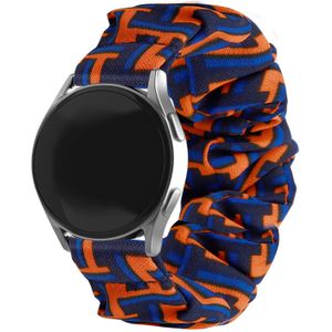 Strap-it Samsung Galaxy Watch 6 - 44mm scrunchie bandje (zwart/oranje/blauw)