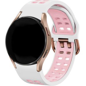 Strap-it Samsung Galaxy Watch 5 44mm sport square bandje (wit/roze)