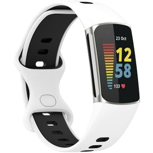 Strap-it Fitbit Charge 5 sport band (wit/zwart)