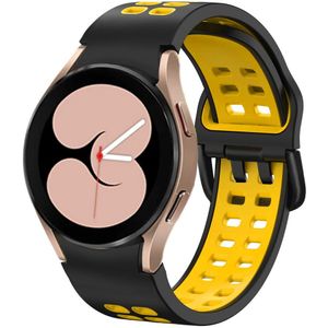 Strap-it Samsung Galaxy Watch 4 44mm sport square bandje (zwart/geel)