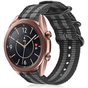 Strap-it Samsung Galaxy Watch 3 - 41mm nylon gesp band (zwart/grijs)