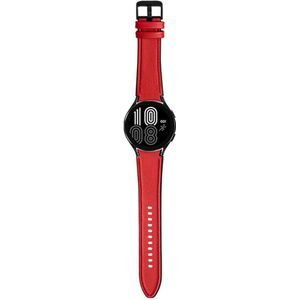 Strap-it Samsung Galaxy Watch 4 - 44mm hybrid leren bandje (rood)