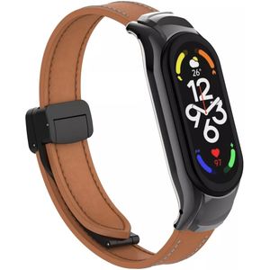 Strap-it Xiaomi Smart Band 8 magnetisch leren bandje (bruin)