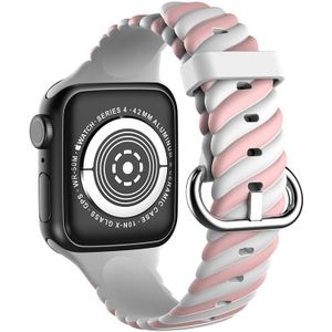 Strap-it Apple Watch 8 Twisted siliconen bandje (wit/roze)