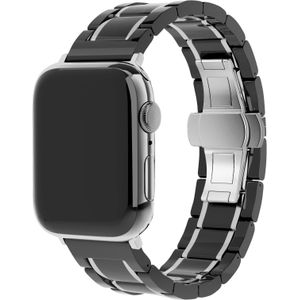 Strap-it Apple Watch 8 keramiek stalen band (zwart/zilver)