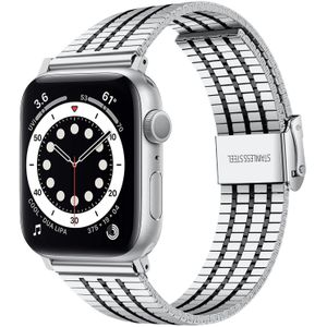 Strap-it Apple Watch 8 roestvrij stalen band (zilver/zwart)