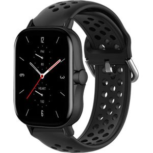 Strap-it Amazfit GTS 2 siliconen bandje met gaatjes (zwart)