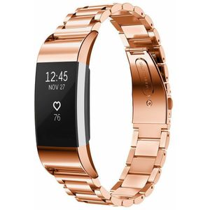 Strap-it Fitbit Charge 2 stalen band (rosé goud)