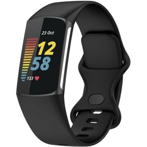 Strap-it Fitbit Charge 5 siliconen bandje (zwart)