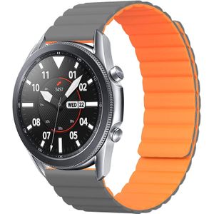 Strap-it Samsung Galaxy Watch 3 45mm magnetisch siliconen bandje (grijs/oranje)