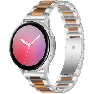 Strap-it Samsung Galaxy Watch Active stalen resin band (zilver/bruin)