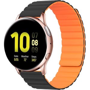 Strap-it Samsung Galaxy Watch Active magnetisch siliconen bandje (zwart/oranje)