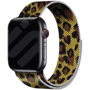 Strap-it Apple Watch Milanese  band (luipaard print)