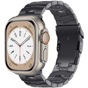 Strap-it Apple Watch titanium grain band (donkergrijs)