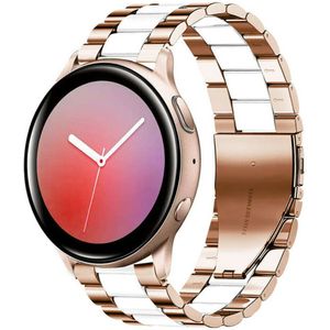 Strap-it Samsung Galaxy Watch Active stalen band (roségoud/wit)